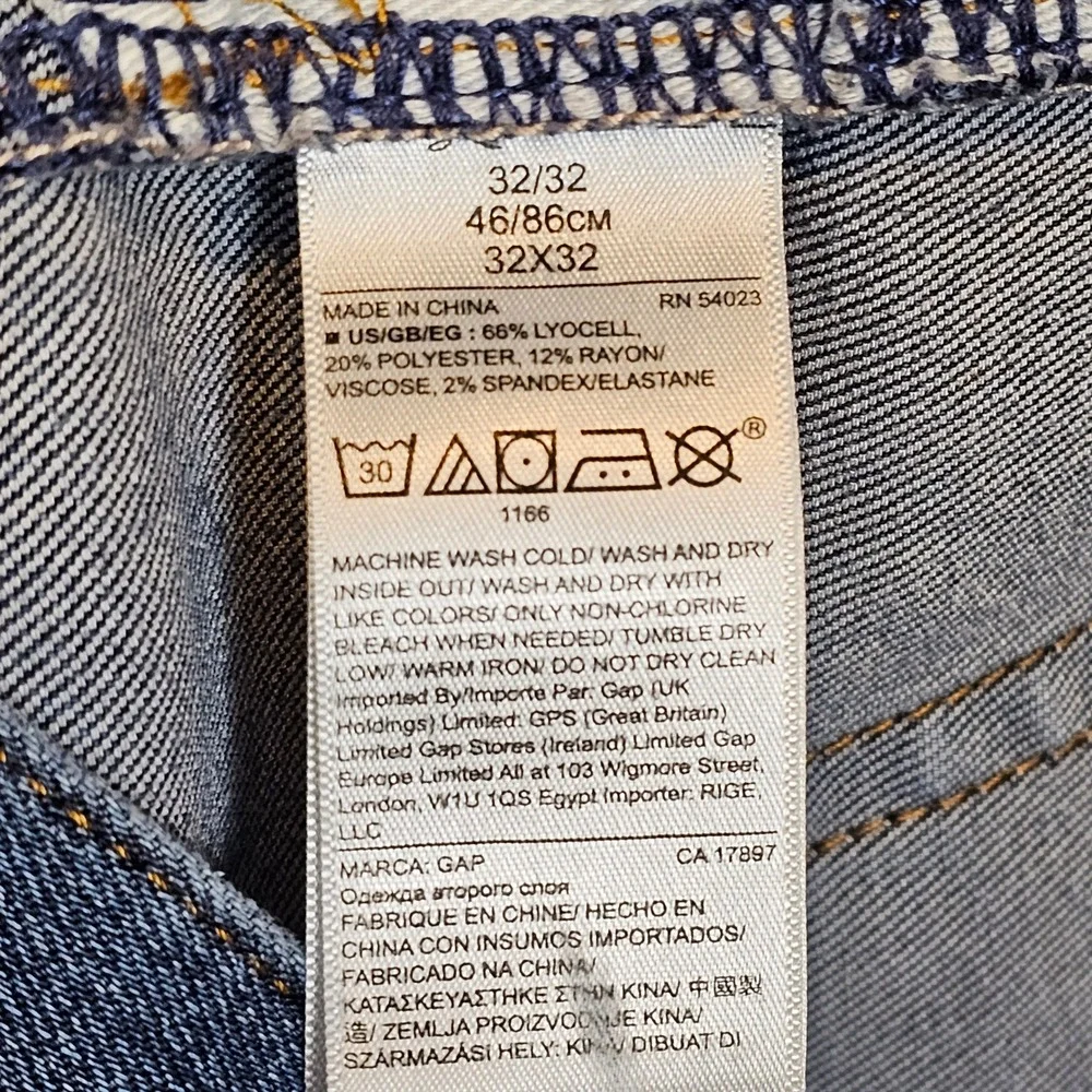 Gap Denim Mens 32x32 Slim Fit Blue Jeans Medium Wash‎ Stretch Lyocell Blend